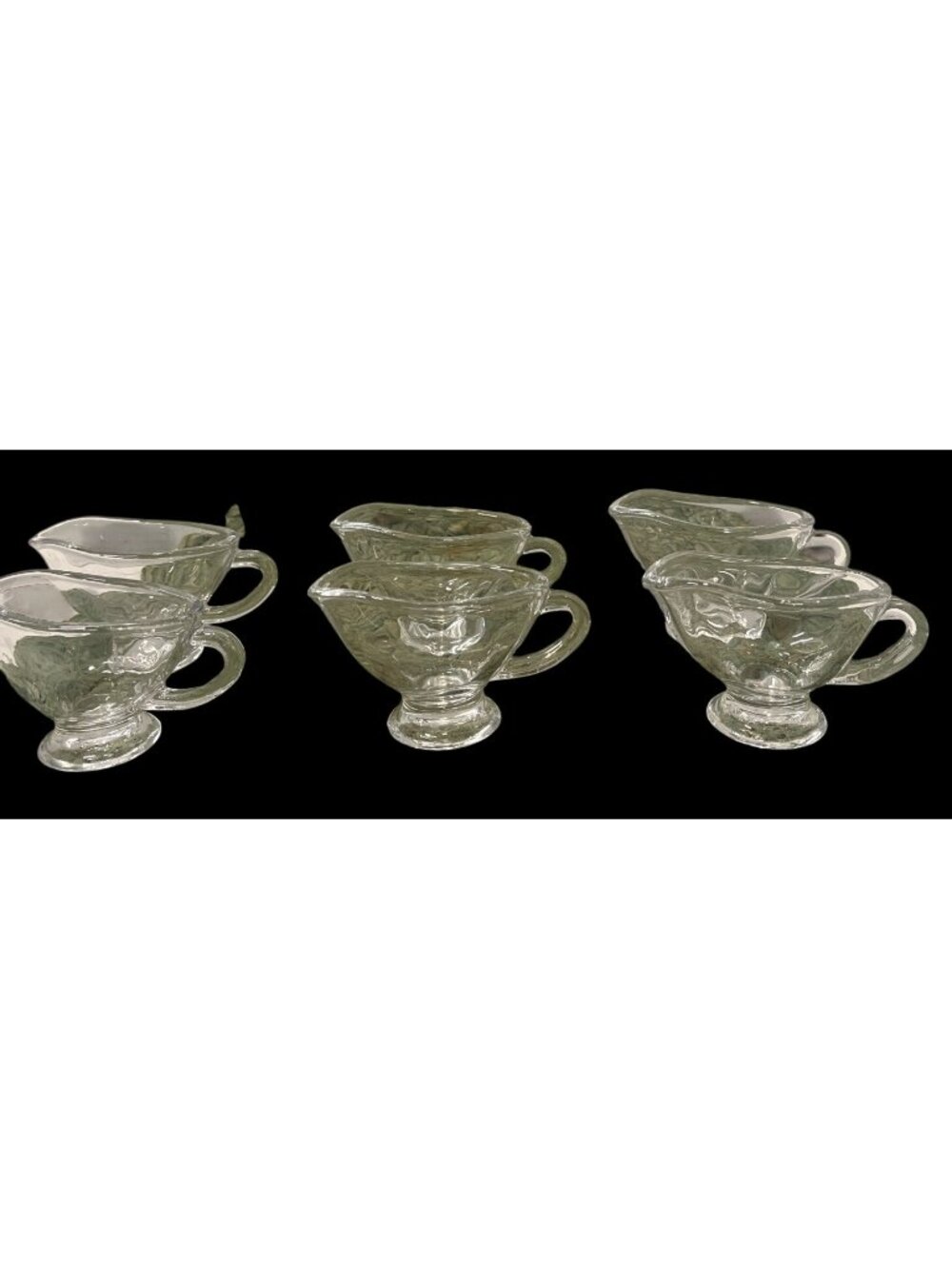 Set Of 6 Miniature Clear Glass Gravy Boats for Decor, Name Placement, favors